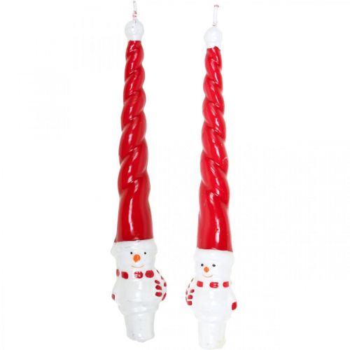 Tilspidset snemandslys julerød 26cm 2stk