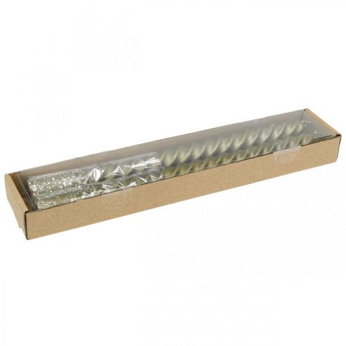Floristik24 Tilspidsede stearinlys snoede stearinlys spirallys guld 24cm 2 stk