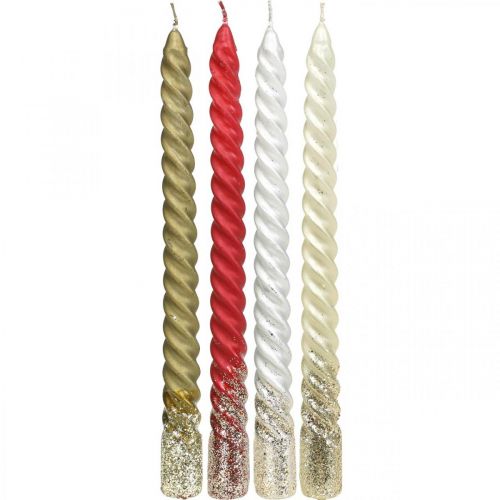 Koniske stearinlys Snoede stearinlys 24cm 2stk. Forskellige farver