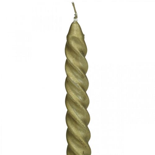 Artikel Koniske stearinlys snoede stearinlys spirallys guld 24cm 2 stk