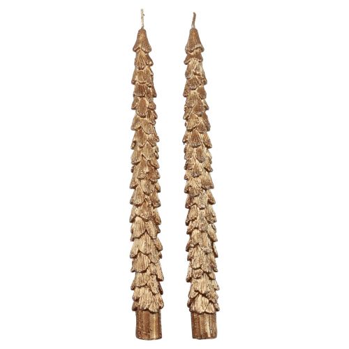 Floristik24 Taper Candles Brun Metallic Candles Julelys 25cm 2stk