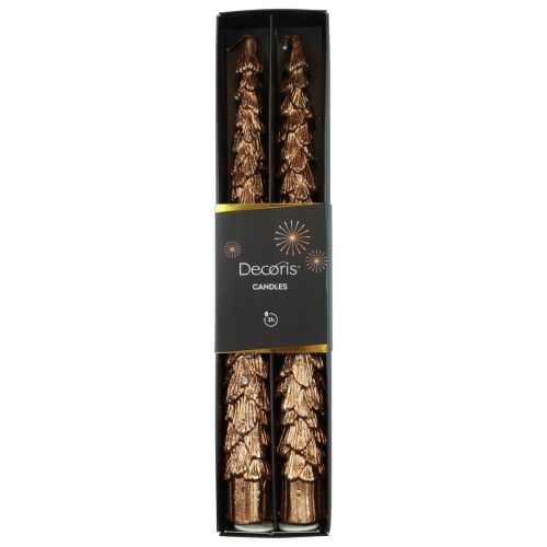 Floristik24 Taper Candles Brun Metallic Candles Julelys 25cm 2stk