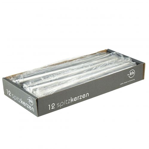 Floristik24 Tilspidsede stearinlys sølv 250/23 12 stk