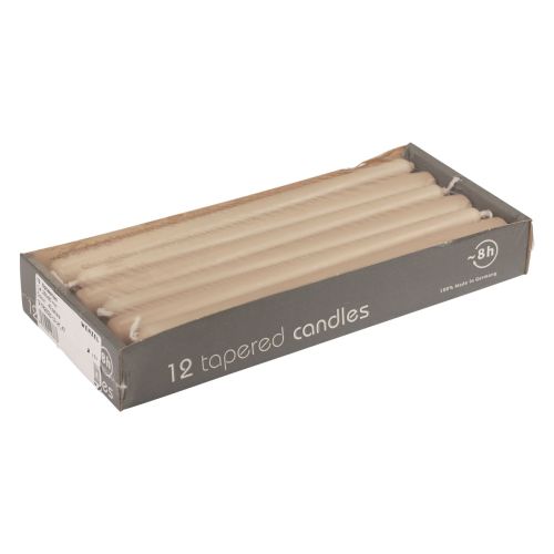 Floristik24 Tilspidsede lys Wenzel lys beige 250/23mm 12 stk