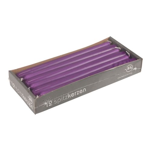 Floristik24 Tilspidsede lys Wenzellys lilla 250/23mm 12 stk