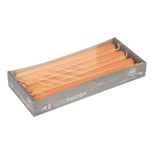 Artikel Tilspidsede stearinlys, pindelys, Wenzellys, orange, 250/23 mm, 12 stk.