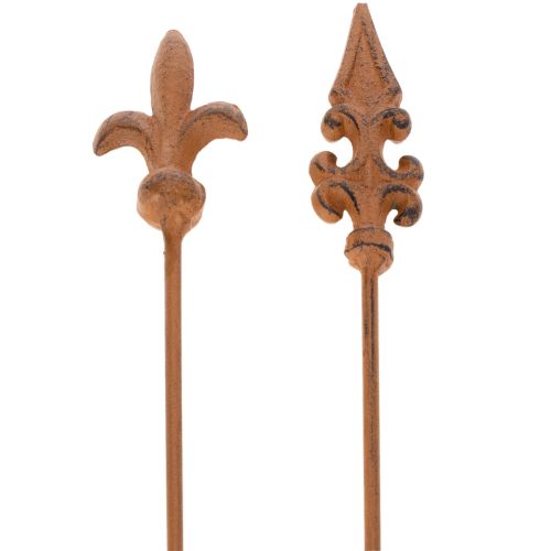 Havepæl rustik dekoration liljelanse i antikt design til udendørs brug 60 cm 2 stk.