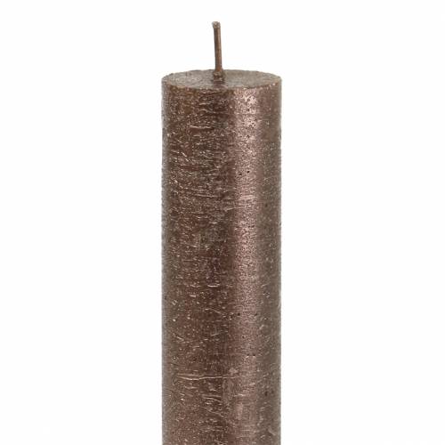 Artikel Koniske lys ensfarvet kobber metallic 34mm×240mm 4 stk