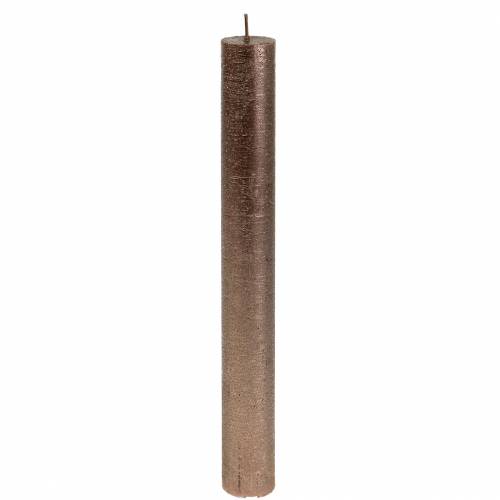 Floristik24 Koniske lys ensfarvet kobber metallic 34mm×240mm 4 stk