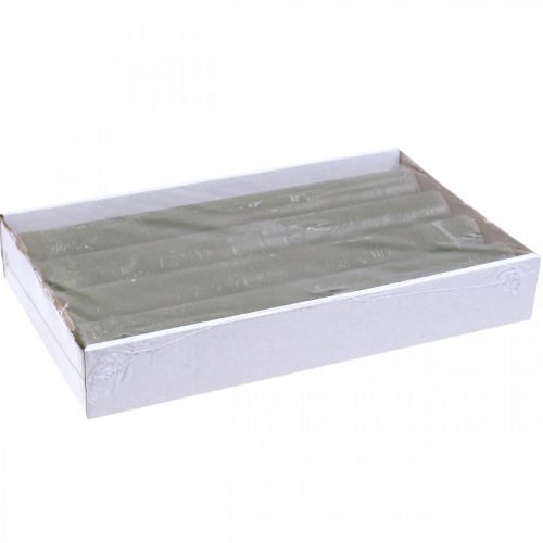 Artikel Ensfarvede lys olivengrønne pindelys 34×240mm 4 stk