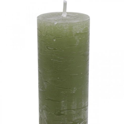 Artikel Ensfarvede lys olivengrønne pindelys 34×240mm 4 stk