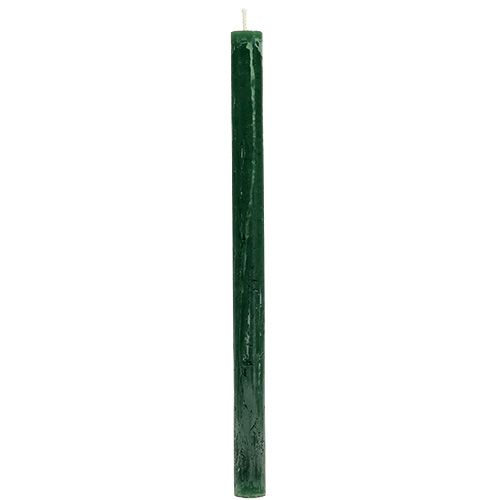 Floristik24 Taper lys mørkegrøn ensfarvet 34 x 240mm 4 stk