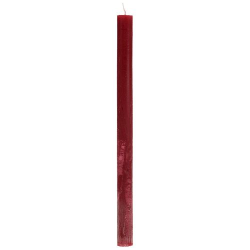 Floristik24 Stearinlys 21mm x 300mm mørkerød gennemfarvet 12stk