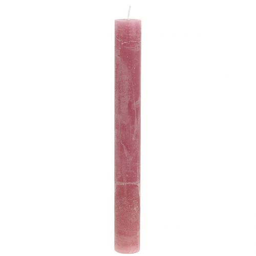 Stearinlys ensfarvet gammelrosa 34mm x 300mm 4stk