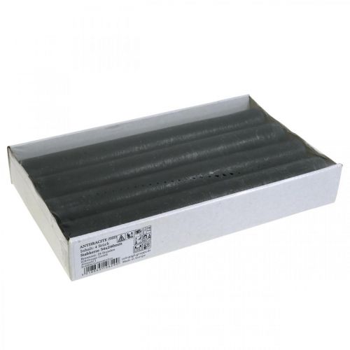 Artikel Koniske stearinlys ensfarvede antracitlys 34×240mm 4 stk.