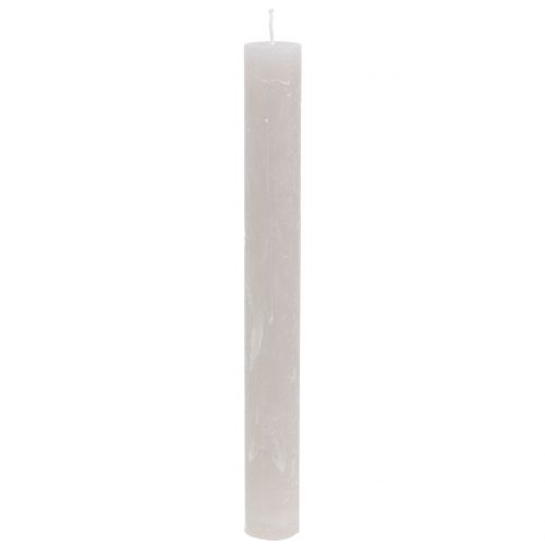 Koniske lys ensfarvet grå 34mm x 300mm 4 stk