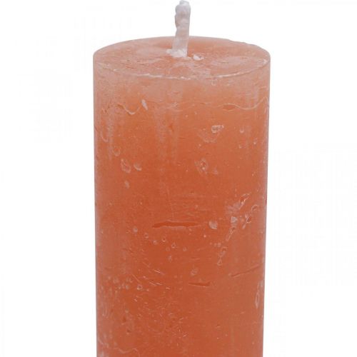 Artikel Koniske lys farvet orange fersken 34×240mm 4stk