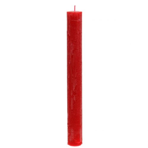 Koniske lys farvet rød 34mm x 300mm 4 stk