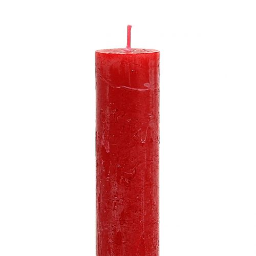 Artikel Koniske lys farvet rød 34mm x 300mm 4 stk