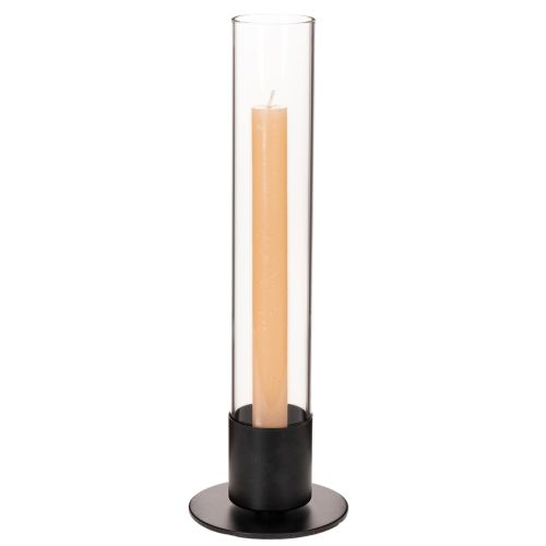 Konisk lysestage med glascylinder. Enkel og tidløs. 31 cm | Floristik24.dk