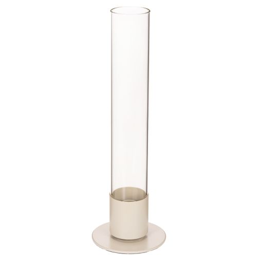 Moderne konisk lysestage med glascylinder og base, 31 cm købe | Floristik24.dk