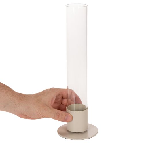 Moderne konisk lysestage med glascylinder og base, 31 cm | Floristik24.dk