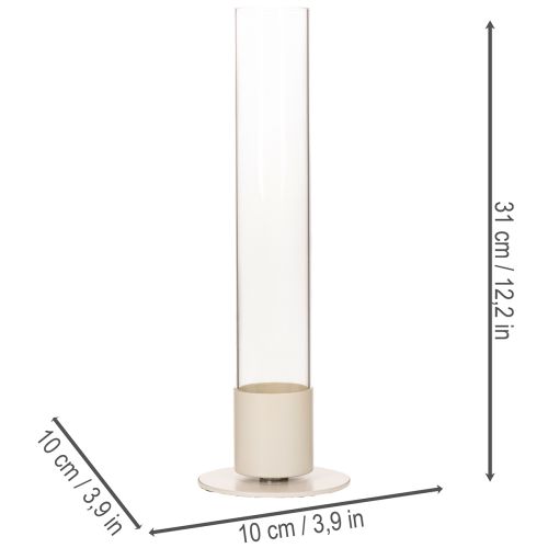 Moderne konisk lysestage med glascylinder og base, 31 cm | Floristik24.dk