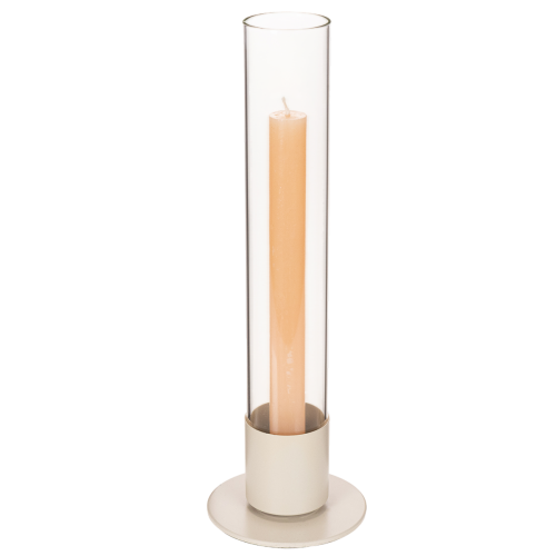 Moderne konisk lysestage med glascylinder og base, 31 cm | Floristik24.dk