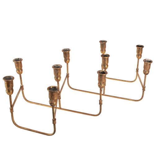 Artikel Antik pind lysestage til 10 lys guld 46×46cm H16,5cm