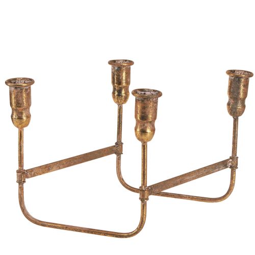 Artikel Antik pind lysestage til 4 lys guld 18×18cm H16,5cm