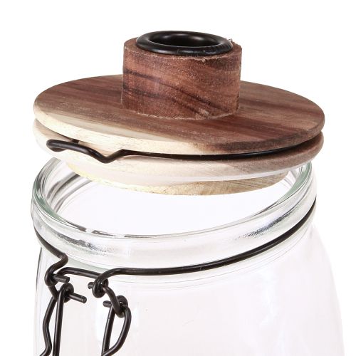 Floristik24 Stick lysestage dekorativt glas med lukning Ø10cm H16cm