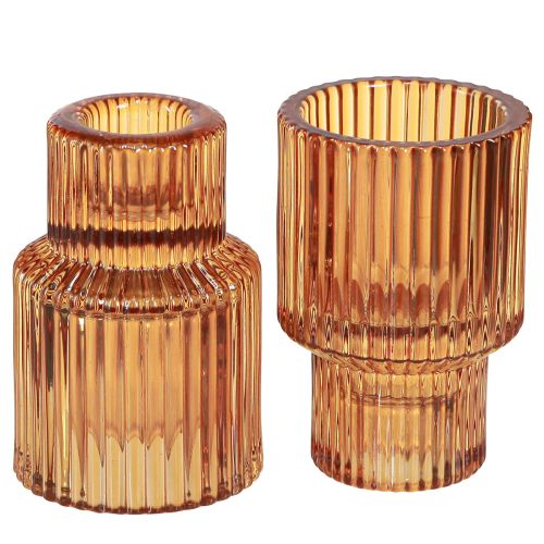 Artikel Pinde lysestage glas orange fyrfadsstage H8cm 4 stk