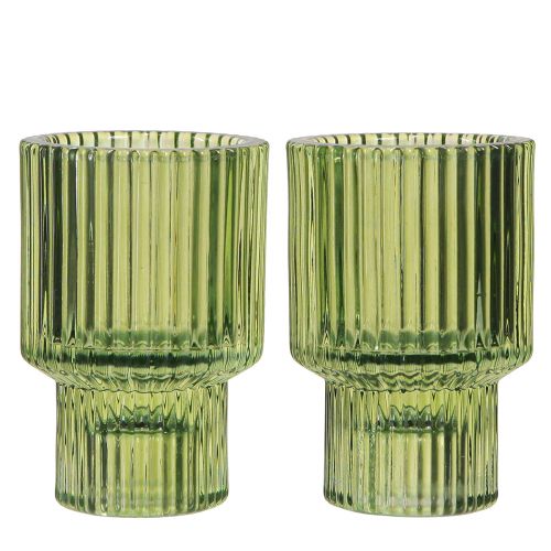 Artikel Pind lysestage glas fyrfadsstage grøn H8cm 4 stk