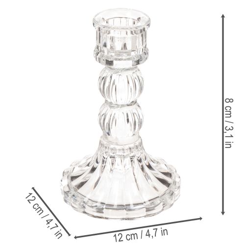 Transparent lysestage, klassisk design, borddekoration, 12 cm, 2 stk. | Floristik24.dk