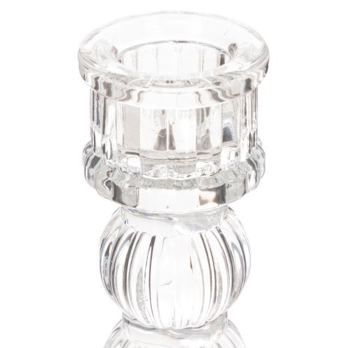 Transparent lysestage, klassisk design, borddekoration, 12 cm, 2 stk. | Floristik24.dk