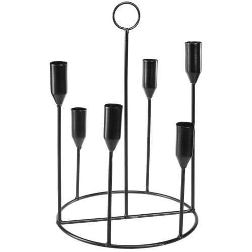 Artikel Metallysholder til 6 lys, sort, Ø20 cm, H31 cm