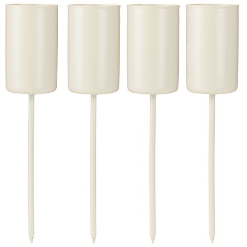 Metallysholder på stang, beige, H11 cm, 4 stk. | Floristik24.dk