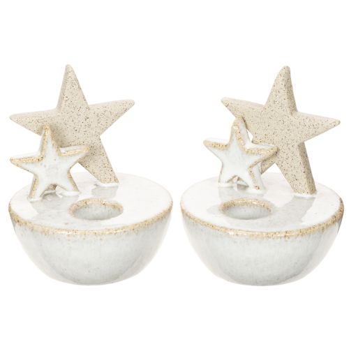 Keramik stjernelysholdere, juledekoration, 11 cm, 2 stk. købe | Floristik24.dk