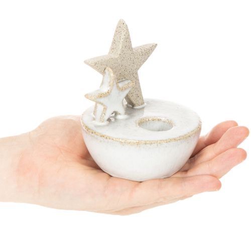 Keramik stjernelysholdere, juledekoration, 11 cm, 2 stk. | Floristik24.dk