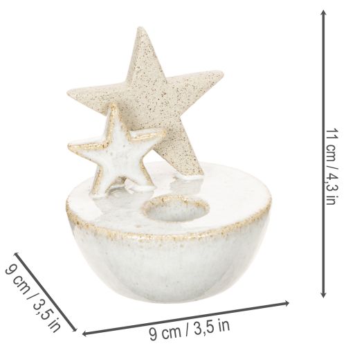 Keramik stjernelysholdere, juledekoration, 11 cm, 2 stk. | Floristik24.dk