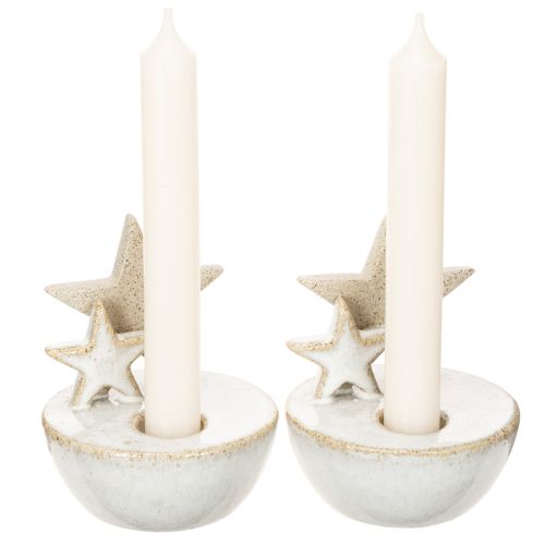 Keramik stjernelysholdere, juledekoration, 11 cm, 2 stk. | Floristik24.dk