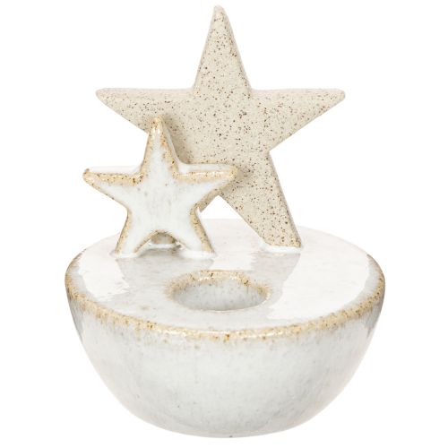 Keramik stjernelysholdere, juledekoration, 11 cm, 2 stk. | Floristik24.dk