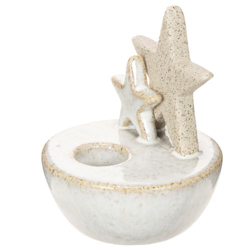 Keramik stjernelysholdere, juledekoration, 11 cm, 2 stk. | Floristik24.dk
