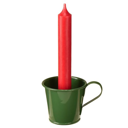 Konisk lysestage koplysholder mørkegrøn H6cm 6 stk.