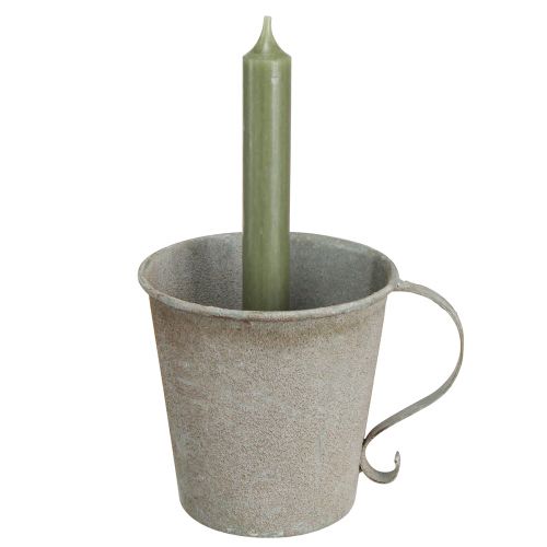 Artikel Tilspidset lysestage vintage kop dekorativ grå Ø11cm H11cm