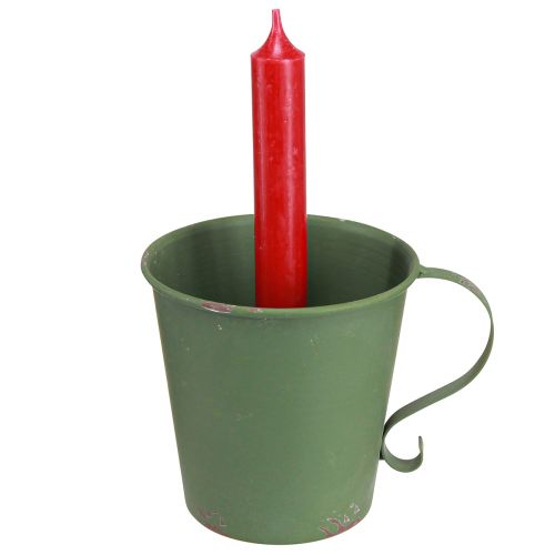 Artikel Tilspidset lysestage vintage kop dekorativ metalgrøn Ø11cm H11cm