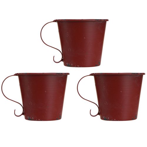Artikel Tilspidset lysestage vintage kop dekorativ vinrød Ø9,5cm H8cm 3stk