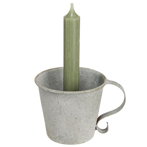 Artikel Tilspidset lysestage vintage kop lysestage metal grå Ø9,5cm H8cm 3stk