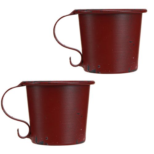 Artikel Tilspidset lysestage vintage kop metal vin rød Ø7cm H6cm 2stk