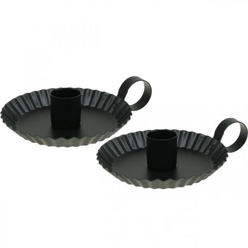 Lysestage sort metal pind lysestage Ø9,5cm 4 stk